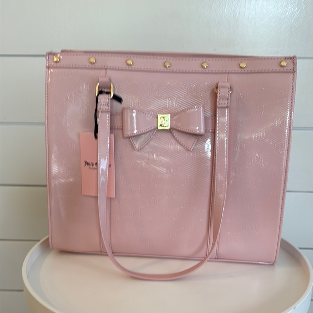 Juicy Couture Pink Tote with Gold Hardware and Smooth Finish